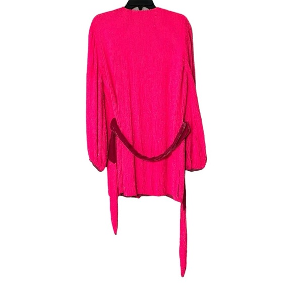 NWT Retrofete Gabrielle Sequin Wrap Robe Mini Dress in Hot Pink size S V Neck - Picture 8 of 16